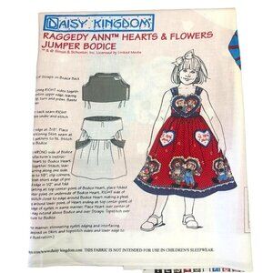 Daisy Kingdom Raggedy Ann Hearts and Flowers Jumper Cut and Sew Fabric Sizes 4-8